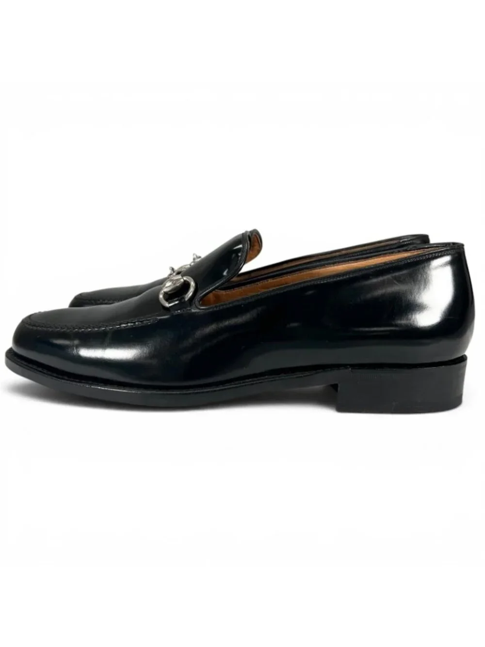 Gucci Horsebit Loafers Leather Shoes Black Silver